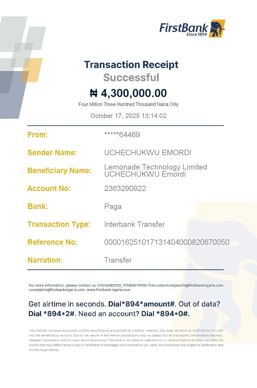 Payment evidence 1 from my real estate business